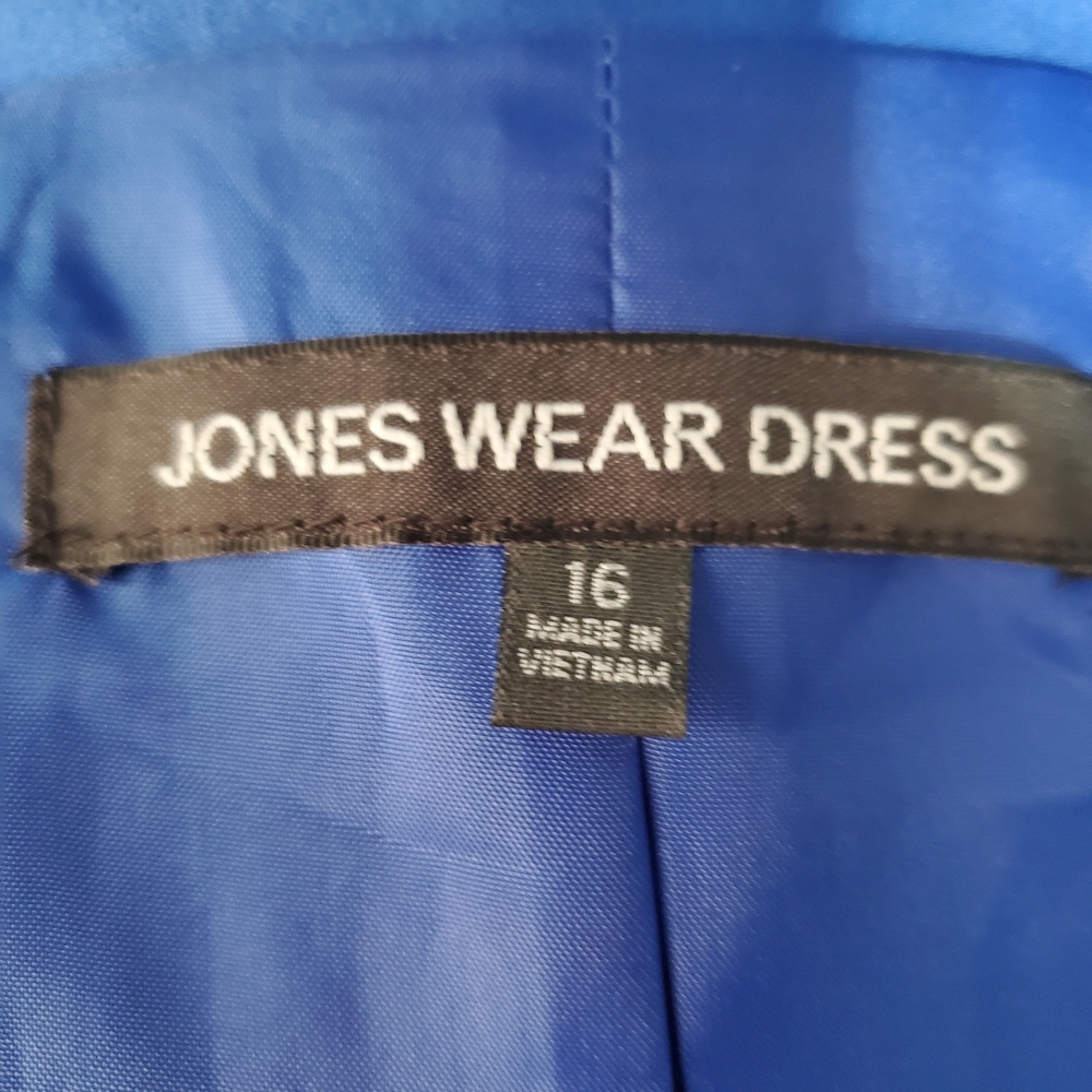 Jones Wear Royal Blue Midi Fit & Flare Shirt Dress Tie Back Women's Size 16 - Picture 5 of 6